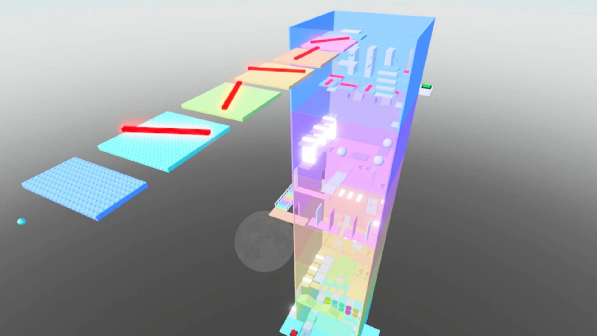 Reach the top of the tower to finish the game (Image via Roblox)